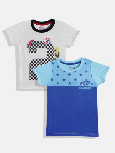 

GAME BEGINS Boys Pack of 2 Printed T-shirt, Blue