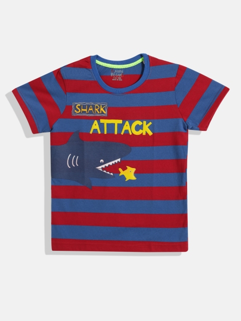 

GAME BEGINS Boys Blue & Red Striped Cotton T-shirt