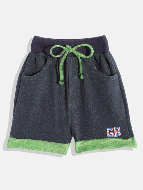 

GAME BEGINS Boys Navy Blue & Green Solid Shorts
