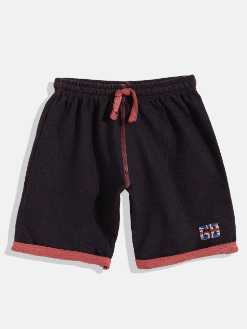 

GAME BEGINS Boys Navy Blue Solid Cotton Shorts