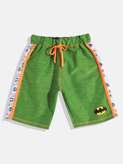 

GAME BEGINS Boys Green Solid Batman Side Taping Cotton Shorts