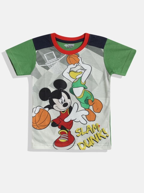 

GAME BEGINS Boys Green & Black Mickey Mouse Print T-shirt