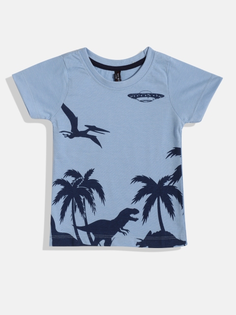 

GAME BEGINS Boys Blue Tropical Printed Cotton T-shirt