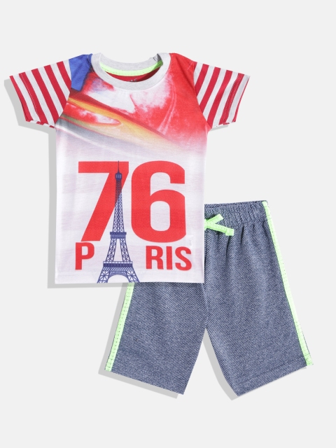 

GAME BEGINS Boys White & Red Graphic Printed Cotton Clothing Set