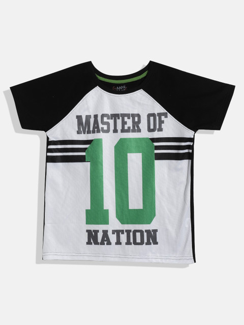 

GAME BEGINS Boys Off-White & Black Typography Printed Cotton T-shirt