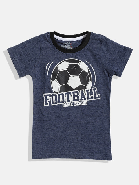 

GAME BEGINS Boys Navy Blue & White Typography Print Cotton T-shirt