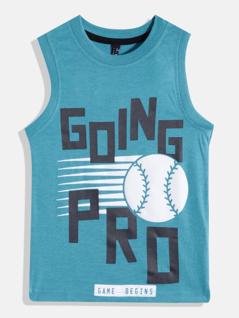 

GAME BEGINS Boys Blue & White Printed T-shirt