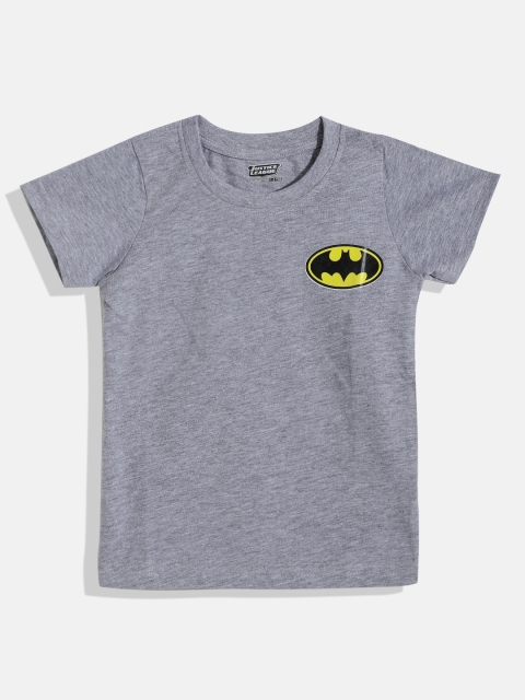 

GAME BEGINS Boys Grey Melange & Black Batman Print Detail T-shirt