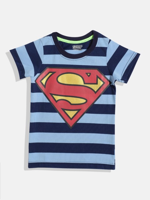 

GAME BEGINS Boys Blue & Red Striped Superman Print T-shirt