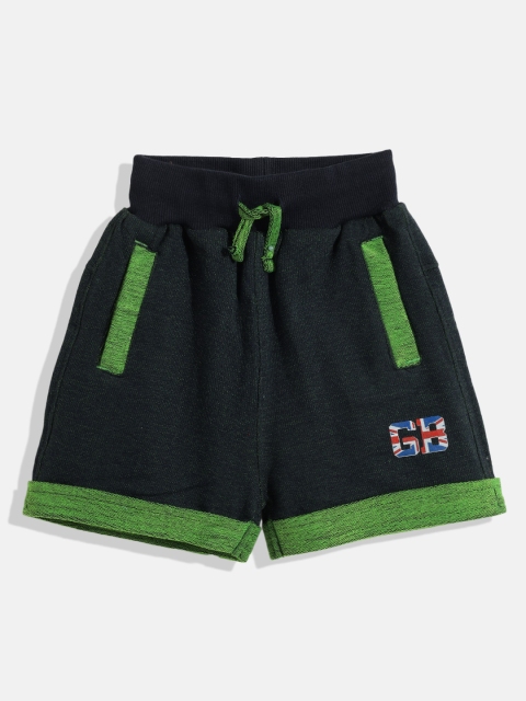 

GAME BEGINS Boys Black & Green Solid Shorts