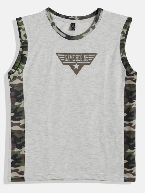

GAME BEGINS Boys Grey & Brown Brand Logo Print T-shirt