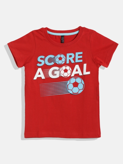 

GAME BEGINS Boys Red & Blue Printed Cotton T-shirt