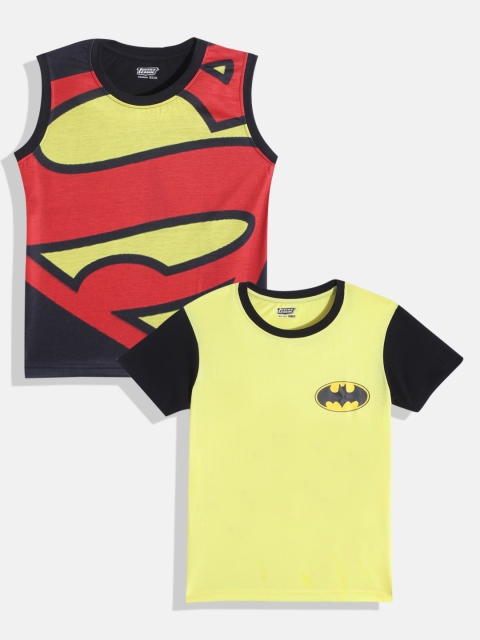 

GAME BEGINS Boys Pack of 2 Assorted Superman & Batman Printed Cotton T-shirt