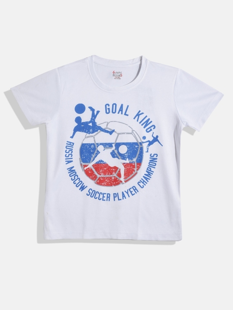 

GAME BEGINS Boys White & Blue Typography Print T-shirt