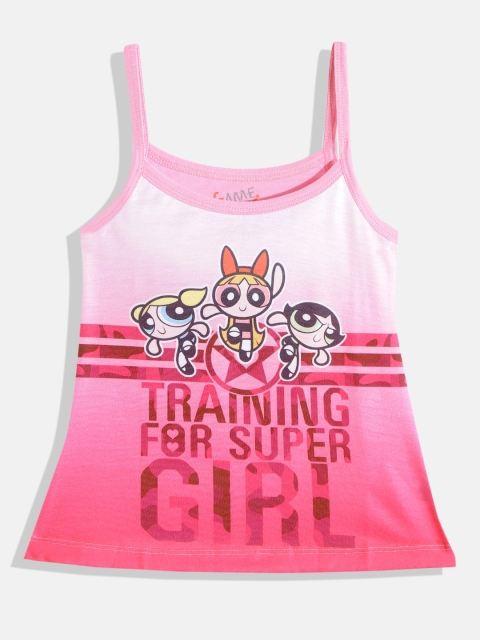 

GAME BEGINS Girls Pink & Black PowerPuff Print A-Line Dress