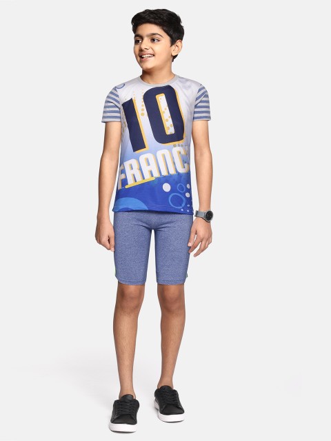

GAME BEGINS Boys Blue & Off-White Typography Print T-shirt with Shorts