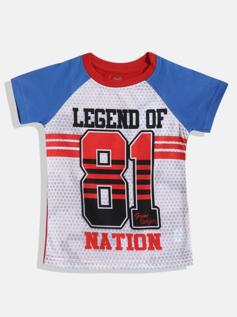 

GAME BEGINS Boys White & Red Printed T-shirt