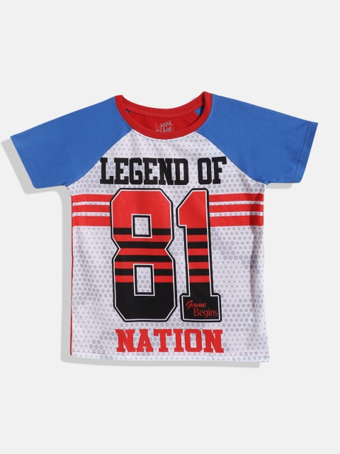 

GAME BEGINS Boys Red & Grey Typography Print Colourblocked T-shirt