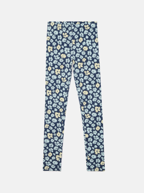 

YK Girls Blue Printed Comfort-Fit Ankle-Length Leggings
