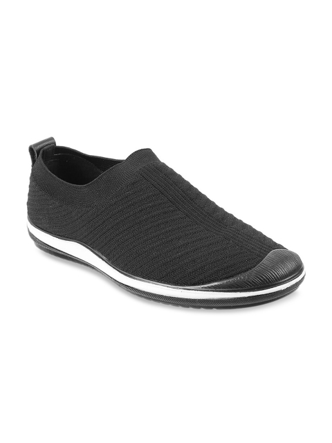 

Metro Men Black Woven Design Slip-On Sneakers