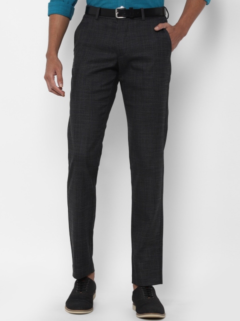 

Allen Solly Men Grey Checked Slim Fit Mid-rise Trousers