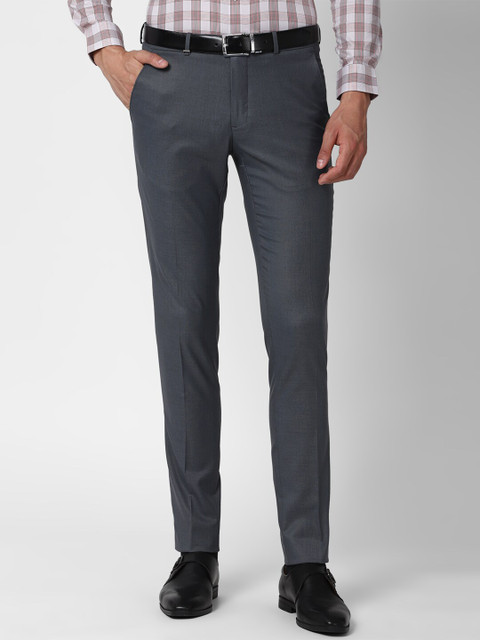 

Van Heusen Men Grey Textured Slim Fit Trousers