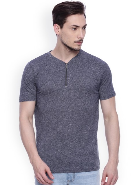 

Basics Men Charcoal Solid Henley Neck T-shirt