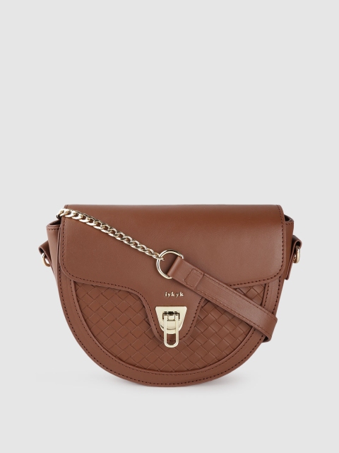 

IYKYK Brown Textured Structured Sling Bag