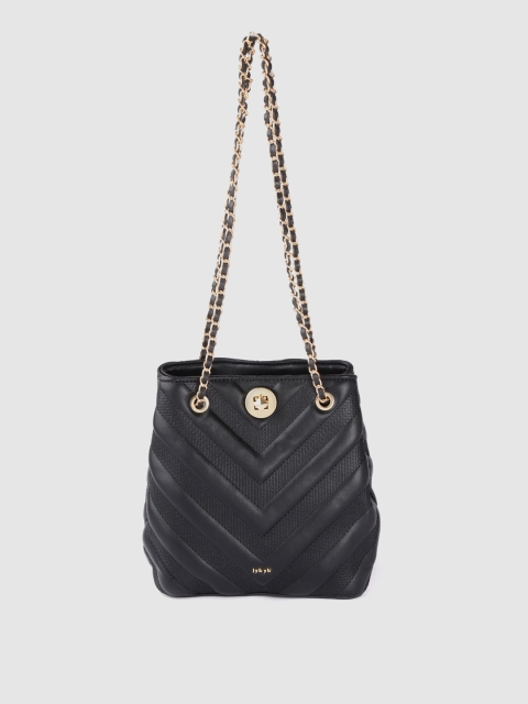 

IYKYK Black Textured Structured Shoulder Bag