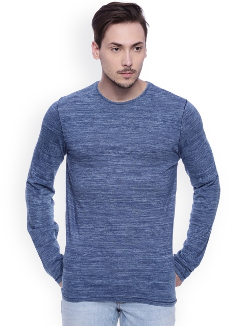 

Basics Men Blue Round Neck Muscle Slim Fit T-shirt