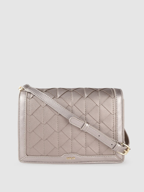 

IYKYK Gunmetal-Toned Geometric Swagger Sling Bag, Metallic