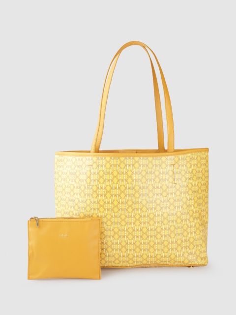 

IYKYK Yellow Geometric Printed Oversized Structured Tote Bag