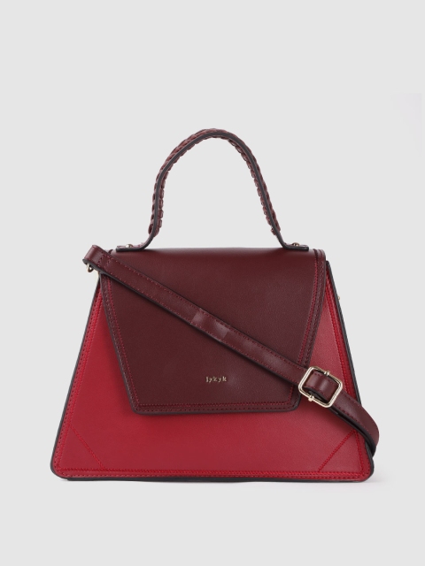 

IYKYK Maroon Colourblocked Structured Satchel
