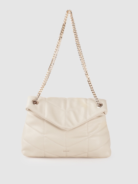 

IYKYK Off-White Textured Structured Shoulder Bag