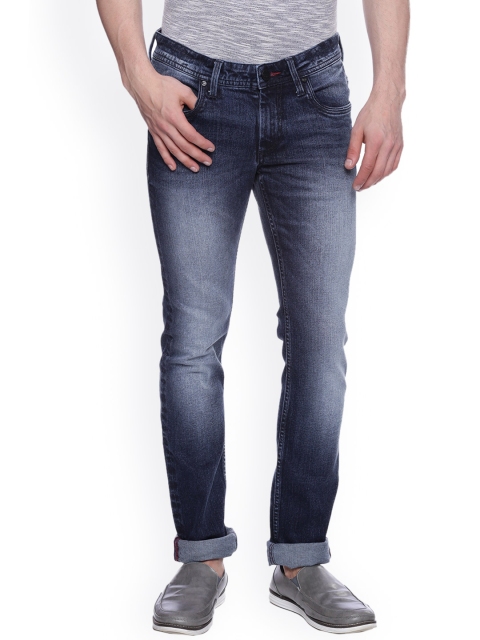 

Basics Men Navy Skinny Fit Low-Rise Stretchable Jeans, Navy blue