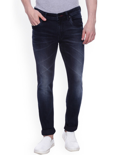

Basics Men Navy Super Skinny Fit Low-Rise Stretchable Jeans, Navy blue