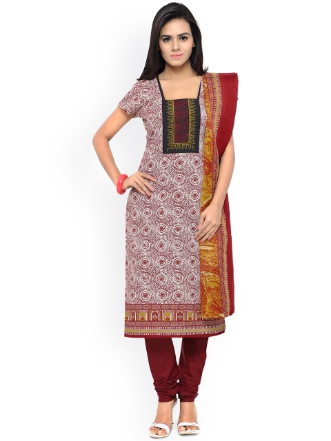 

Saree mall Brown & Maroon Printed Unstitched Dress Material