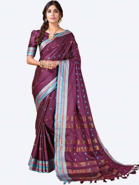 

Satrani Purple & Golden Woven Design Zari Narayan Peth Saree