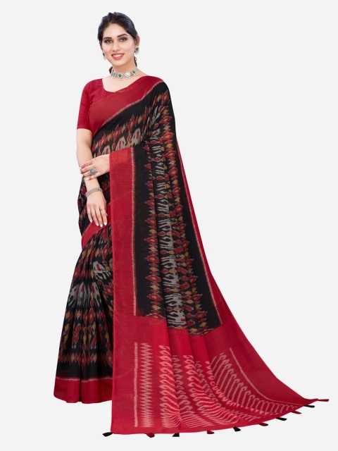 

Satrani Black & Pink Polycotton Saree