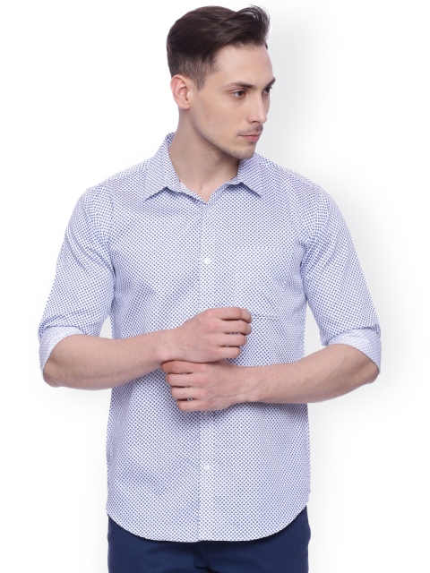 

Basics Men Blue Slim Fit Printed Casual Shirt
