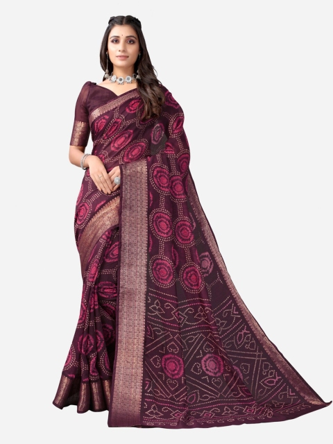 

Satrani Purple & Pink Ethnic Motifs Saree