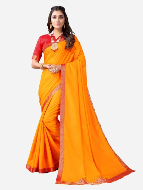 

Satrani Yellow & Red Poly Silk Saree