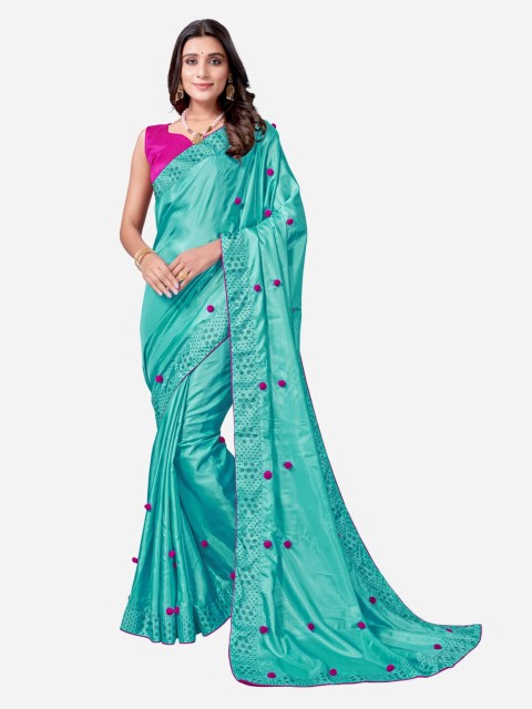 

Satrani Turquoise Blue & Pink Saree