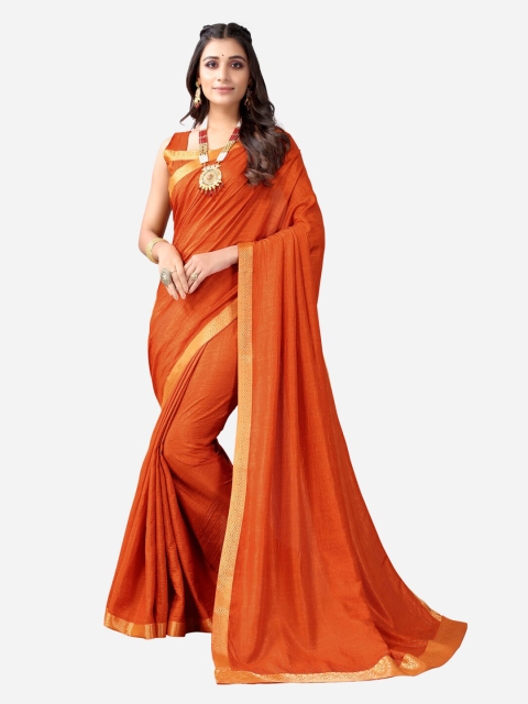 

Satrani Rust & Gold-Toned Mukaish Saree