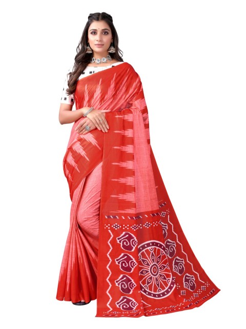 

Satrani Pink & Peach-Coloured Ethnic Motifs Saree