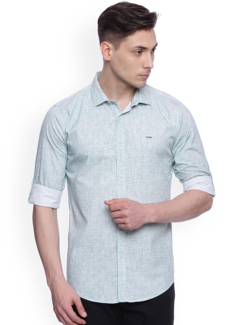 

Basics Men Green Slim Fit Printed Casual Shirt