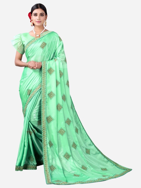 

Satrani Blue & Gold-Toned Zari Saree