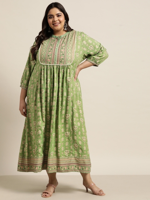 

Juniper Women Plus Size Green Printed Maxi Dress