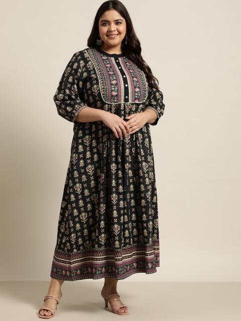 

Juniper Blue Ethnic Motifs A-Line Maxi Dress