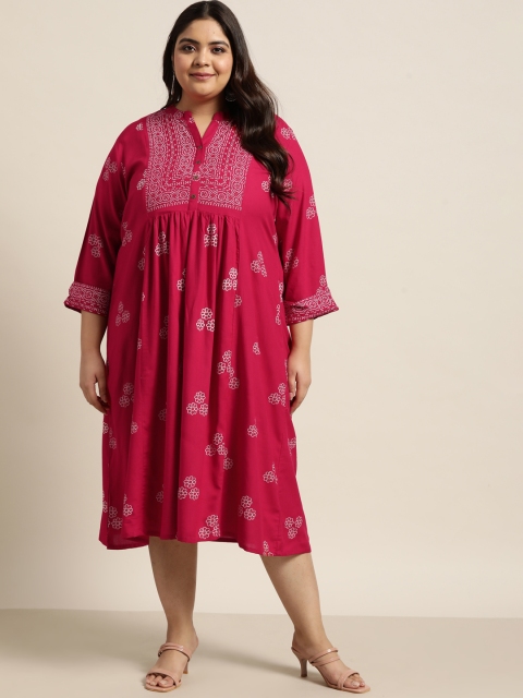 

Juniper Fuchsia Ethnic Motifs Midi Dress